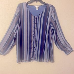 All business blouse size large blue stripped